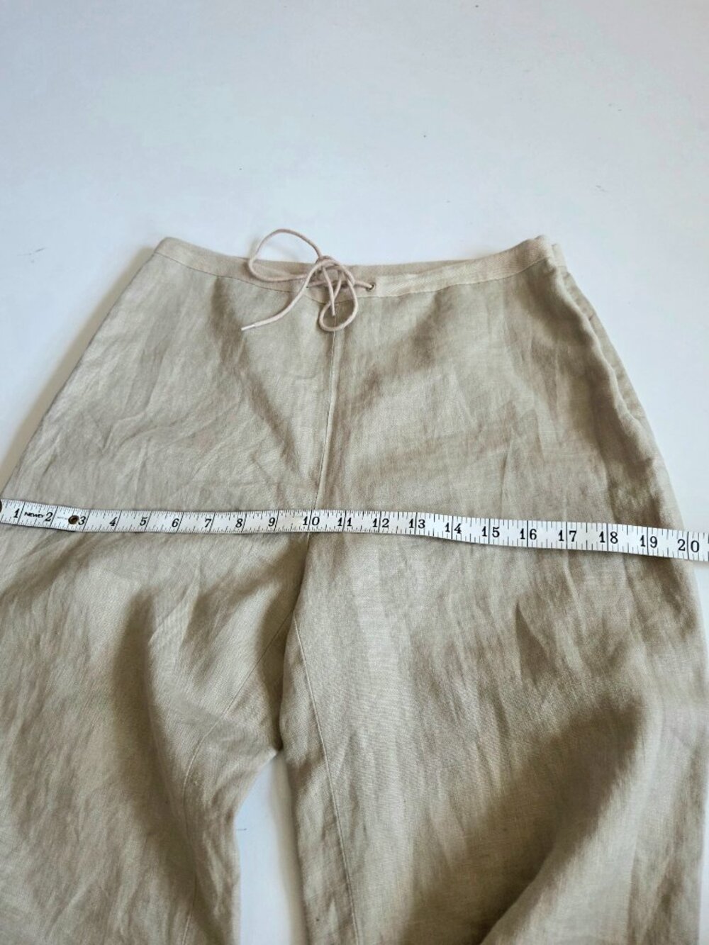 Classic Drawstring Linen Pants - Cream - Picture 8 of 9